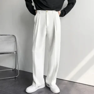 Loose Suit Trousers Casual Baggy White Wide Pant Male