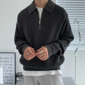 Men Harajuku Knit Sweater Casual Pullover